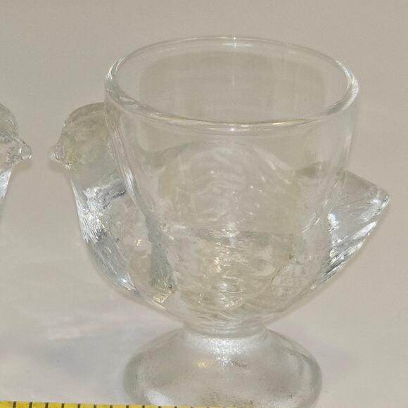 Vintage Luminarc Clear Glass Set of 2 Chicken/Hen Egg Cup no chips or cracks - Picture 3 of 5